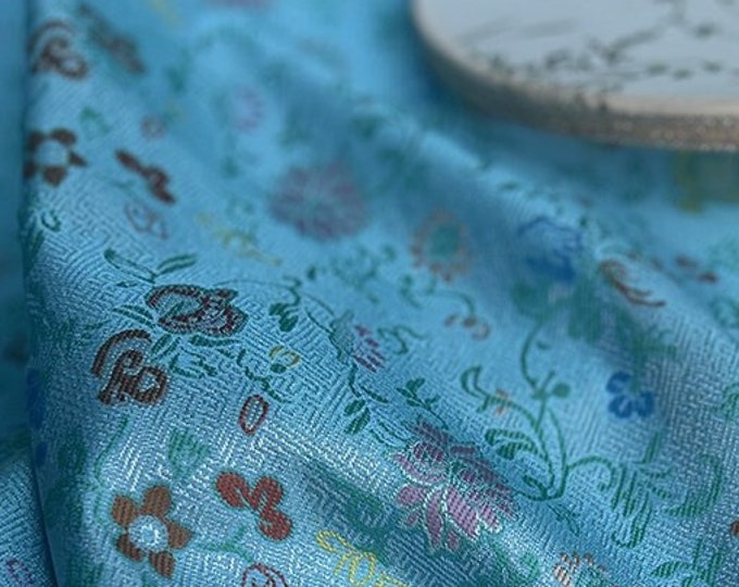 59" Song Brocade, pomegranate flower silk Brocade, Emperor Tibetan, Upholstery, Decor, Costume, Curtain, Handbag, Sewing/Fabric by the meter