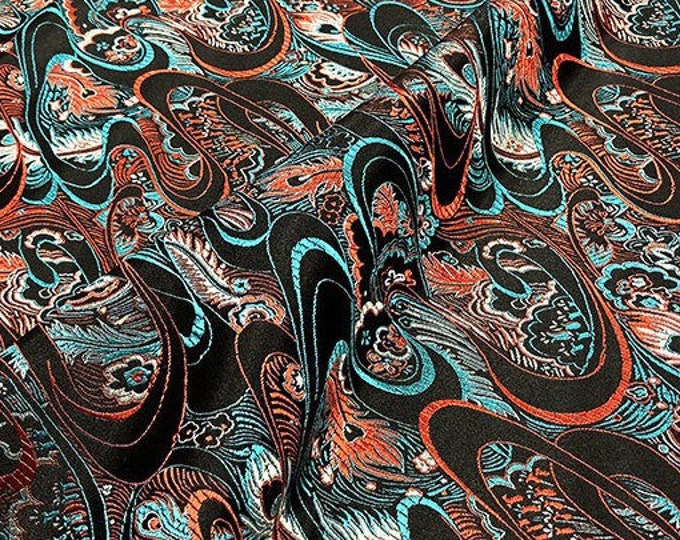 29.5"W Ethnic style Silk Brocade, Mongolian Tibetan robe jacquard fabric, Chinese Fabric By 1 Meter on SALE, Upholstery, Quilting and Sewing
