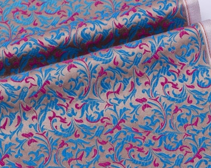 Fuchsia Reversible brocade woven damask fabric, ear of wheat pattern, Upholstery, Quilting and Sewing fabric, DIY fabric, 29.5"W By 1 meter