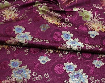 Chinese chrysanthemum Flower Brocade Fabric | 8.99 Full Meter Price | 29.5" Wide | Chinese Fabric | Chinese Jacquard |Asian Fabric | sewing
