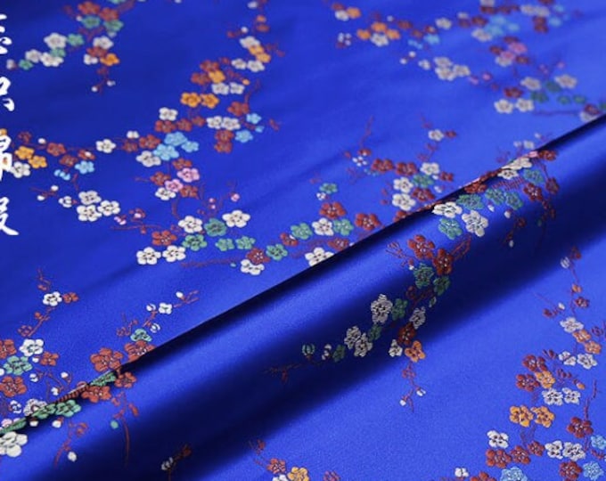 6 colors chinese plum blossom silk brocade fabric, multicolors cheongsam Qipao brocade fabric by the meter, 45"W, Upholstery, Sewing fabric