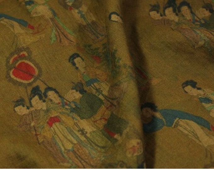 100% Ramie Pure Linen Printed Fabric For Clothing & Home Textile, 53“W, Upholstery, Costume, Curtain, bag, Sewing, Scarf/Fabric by the meter