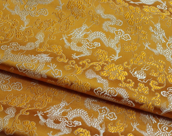 Chinese Dragon & Flower Multi Color Brocade, 29.5" Wide, Sells by the Meter 8 Colors On SALE
