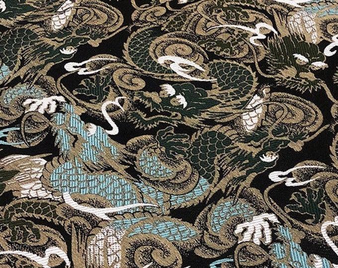 57” W Chinese Silk brocade Fabric, Dragon Jacquard damask Fabric, Upholstery, Decor, Costume, Curtain, Handbag, Sewing/Fabric by the meter