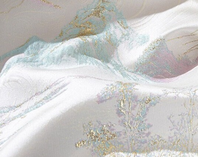 Gold thread oil painting designer jacquard fabric, 3D texture, Upholstery, Sewing, wedding, Decor, Costume, Handbag/fabric, 56" W By 1 yard