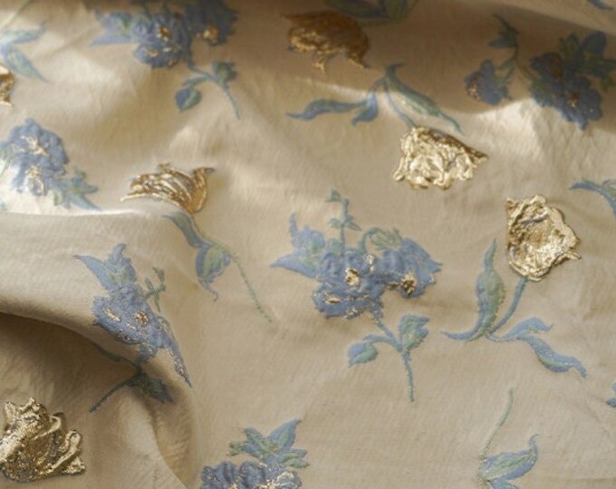 Embossed golden magnolia jacquard fabric, 3D fabric, designer fabric, Upholstery, Prom dress and Sewing fabric, 55" W By 1 Meter on SALE