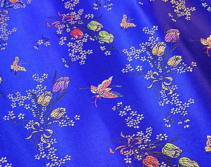 Silk Brocade Fabric Royal blue collection, 3 patterns, Chinese Fabric By 1 Meter on SALE, Upholstery, Quilting and Sewing fabric