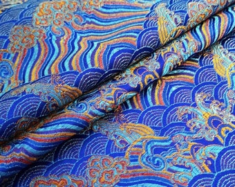 59" Width Traditional Ocean waves Silk rayon jacquard brocade Fabric, fabric for dresses, skirts, 20+ colors on SALE, Upholstery and Sewing