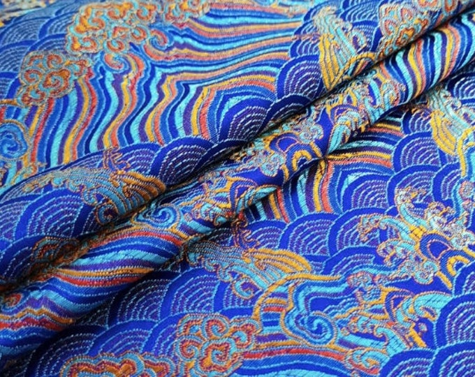 59" Width Traditional Ocean waves Silk rayon jacquard brocade Fabric, fabric for dresses, skirts, 20+ colors on SALE, Upholstery and Sewing