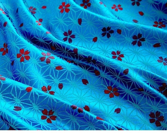 29.5"W Brocade Fabric Star flower Design, Wedding Japan Damask jacquard Fabric, 10 Colors on SALE, 9.99/meter Upholstery, Quilting , Sewing