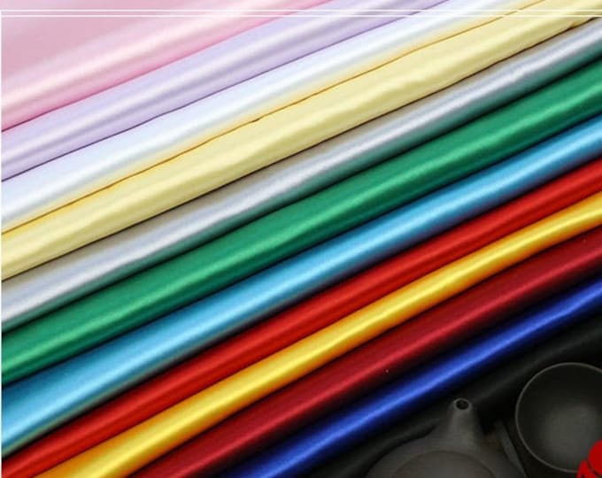 16 COLORS Satin Silk Fabric On SALE| SOLIDS Variety Color 59" Width | Fabric by the meter Dress Craft Fabric Plain Luxury Wedding Fabric