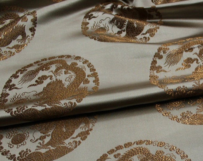 Dragon Brocade Fabric: Multicolor Silk Rayon Blend, Upholstery Sewing Material