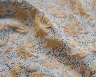 3D jacquard woven fabric, Floral flower pattern with embossed effects, Upholstery, Costume, Curtain, DIY, Sewing/Fabric by 1 yard, 64"W