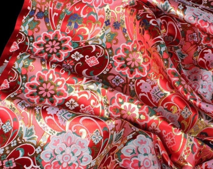 Gold thread Japanese style KINRAN fabric | 29.5 & 59" Wide | Upholstery, Decor, Costume, Curtain, Handbag, Sewing/Fabric by the meter
