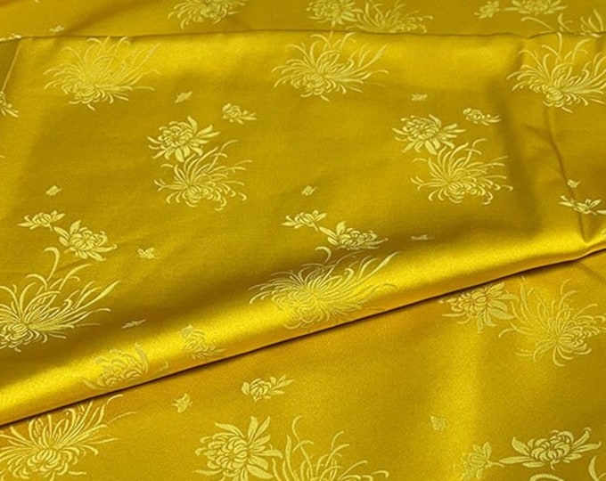 Two Sides Jacquard Fabric, 50“W chrysanthemum Chinese Antique fabric, Upholstery, Decor, Costume, Curtain, bag, Sewing, Dress, DIY/Fabric