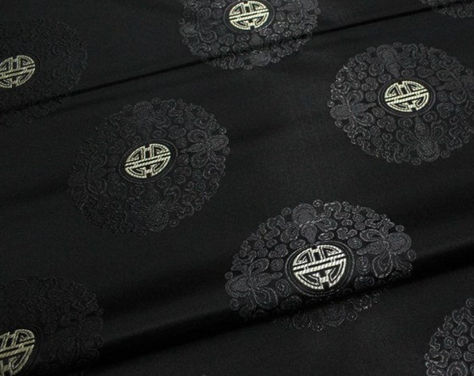 10 Colors 29.5"W Chinese Fu Symbol Satin Brocade Floral Brocade Jacquard Satin, upholstery fabric, drapery fabric