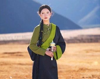 モンゴルの錦織ガウン：中国チベット風レーヨン生地