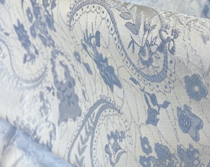 Aquamarine color jacquard fabric, 3D texture Cashew flowers, designer fabric, Upholstery, Prom dress Sewing fabric, 56" W By 1 Meter on SALE