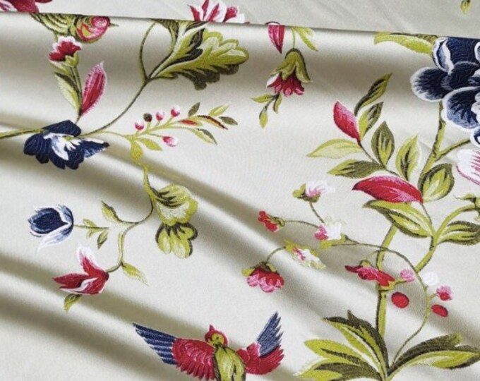 118" Width Birds and Flowers Jacquard Fabric, Softened Shiny fabric For Quilting Bedding, Clothing, Curtain and Sewing, sell by the meter
