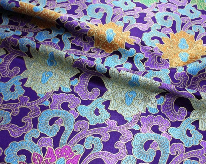 Lotus Brocade Fabric: Chinese Qipao Sewing & Upholstery (29.5" Wide)