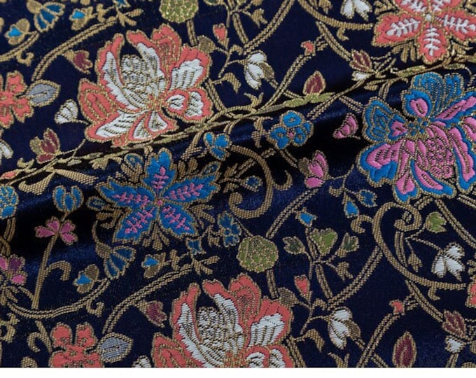 Lotus Silk Brocade Fabric: Traditional Cheongsam Sewing, 27.5"W
