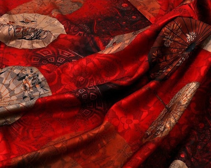 59"W Umbrella silk damask fabric, Digital print, 4 colors, Sewing, Dress, Cosplay, Decor, Costume, DIY, apparel, Sewing, night gown/Fabric