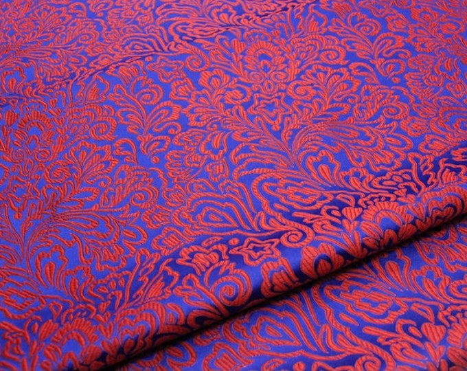 Red Phoenix Tail Brocade Fabric: Chinese Cheongsam Cushion Damask (29.5"W)
