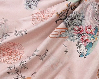 Floral Faux Suede Fabric: 59" Wide Polyester Upholstery