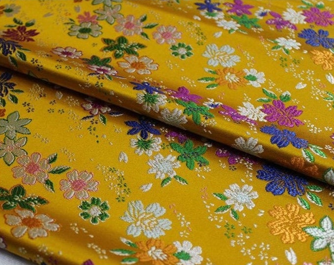 29.5” Width Sweet Japanese Fabric, Japanese Cherry falling Jacquard silk brocade by meter, 10 colors to choose On SALE