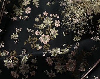 Pink Floral Brocade Fabric: Shiny Rayon Chinese Silk (By The Meter)