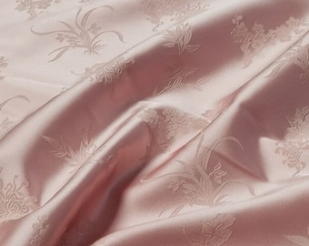 Orchid Chrysanthemum Jacquard Fabric: 50"W Cotton Rayon Blend