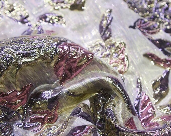 56"W Metallic Embossed metallic shimmering floral pattern, Jacquard Fabrics, Upholstery, Decor, Costume, Sewing, Handbag/Fabric by the meter
