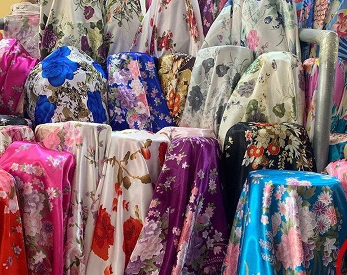 Solid Soft Printed Bridal Satin Fabric - 9 Colors - By The Meter Bridesmaid Dresses Table Runners Wedding Gowns Party Decorations