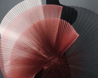 Gradient Pleated Organza Fabric: Stiff Texture, 63" Wide