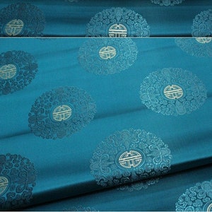 10 Colori 29.5"W Cinese Fu Symbol Broccato Floreale Broccato Jacquard Satin, tessuto tappezzeria, tessuto drappeggio