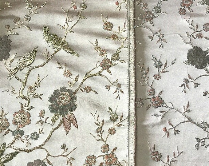 59"W Metallic Brocade Fabric Damask Jacquard Satin Fabric, Brocade Fabrics, Upholstery, Quilting and Sewing fabric, Sofa Curtain by the yard
