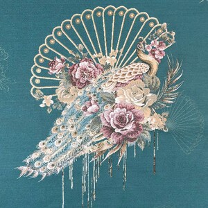 Jacquard Damask Fabric: 3D Designer Upholstery, Costume, Decor - 56" W Turquoise