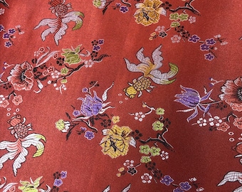 Chinese Brocade Fabric, Goldfish Flower Jacquard nylon brocade by the meter, 35“Width 3 colors On SALE, Upholstery, Quilting, Sewing fabric