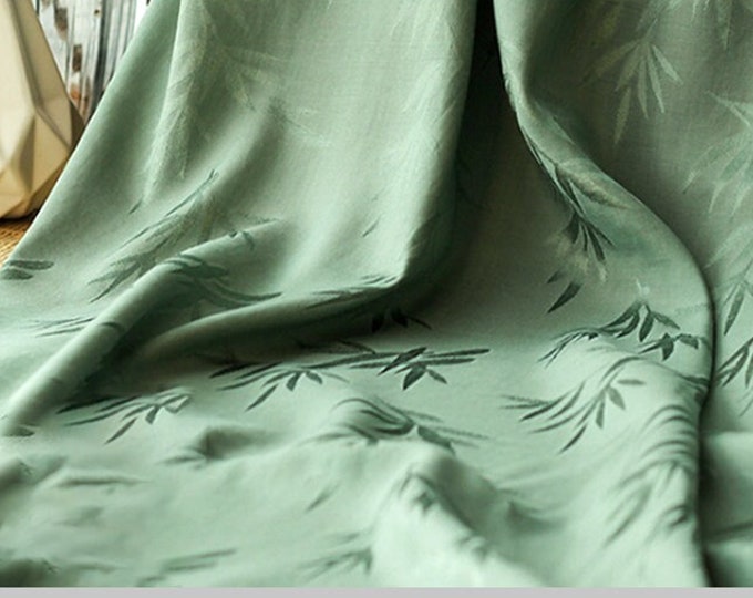 Chinese style Bamboo leaf obscured Jacquard Cotton Fabric by the meter, 59"W 6 different colors to pick, upholstery drapery and sewing