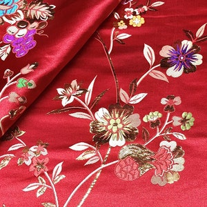 59 "Ampio filo d'oro cinese Tessuto di seta rosa broccato fatto a mano, 2 colori cheongsam, tessuto Qipao, Quilting Cucito Bambole fai da te Tessuti in VENDITA