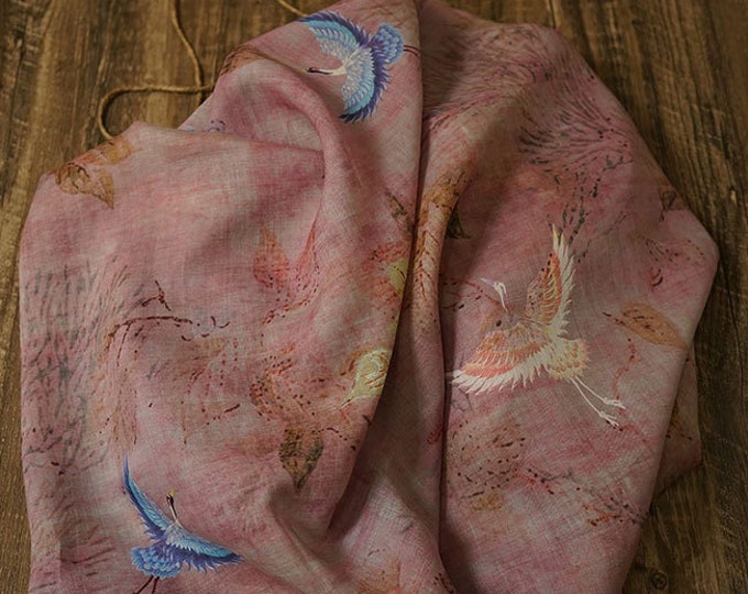 100% Ramie Fabric auspicious pattern For Clothing & Home Textile, 55“W, Upholstery, Costume, Curtain, bag, Sewing, Scarf/Fabric by the meter