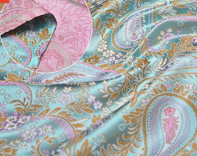 59"W Brocade Woven Damask Paisley fabric Cheongsam cushion Phoenix tail pattern on Sale, 10.99/meter Upholstery, Quilting, Sewing fabric,
