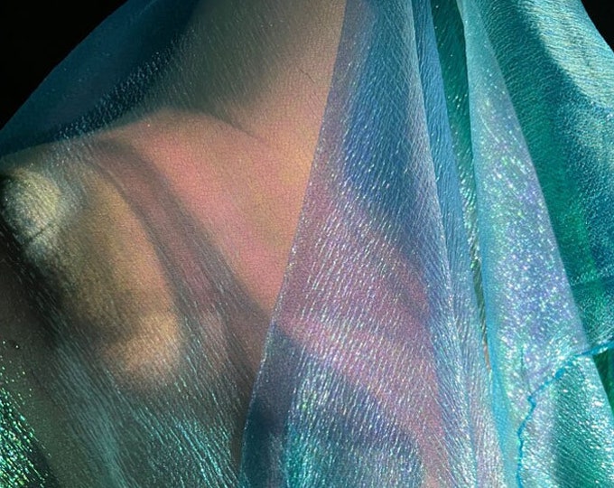 Elastic Iridescent Organza Fabric |  Two tones Symphony Fabric | Costume, Decoration, Apparel, Cosplay, Dance Wear, Designer DIY Fabric