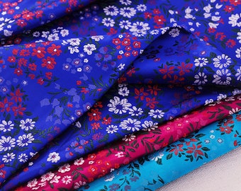 45"W Chinese Flower Blooming Brocade Fabric | 12.99 Full Meter Price | Chinese Fabric in 6 Colors Red,Blue,Green Chinese Brocade Clearance