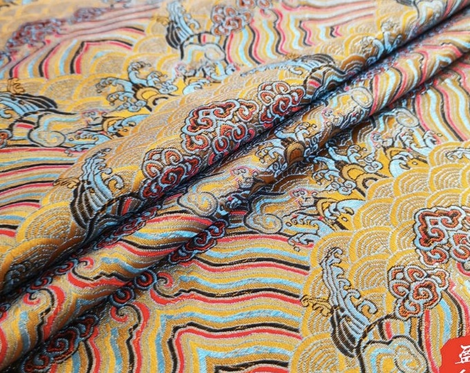 59" Width Traditional Ocean waves Silk rayon jacquard brocade Fabric, fabric for dresses, skirts, 20+ colors on SALE, Upholstery and Sewing