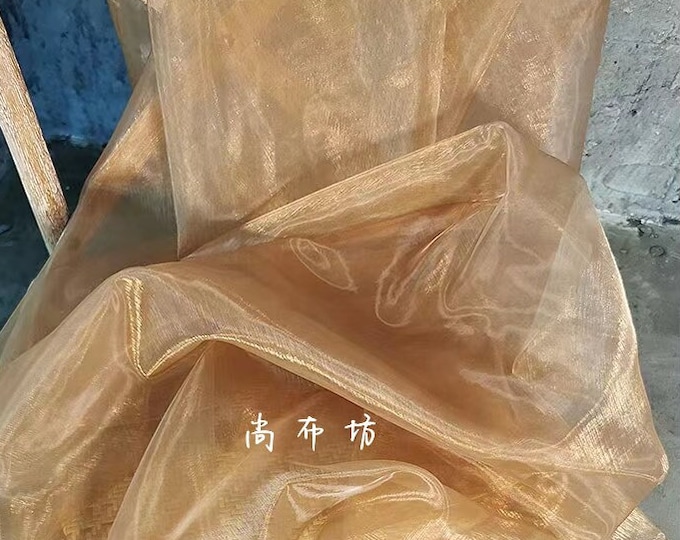 59"W crystal yarn fabric, Water light mesh high density hard organza designer fabric, wedding, hanfu, dress fabric, doll making, 30+ colors