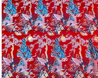 59"W Pink Birds Fabric, crane pattern Jacquard Satin Fabric, Brocade Fabrics By The Meters, Handbag Antique Cheongsam Sewing Fabrics