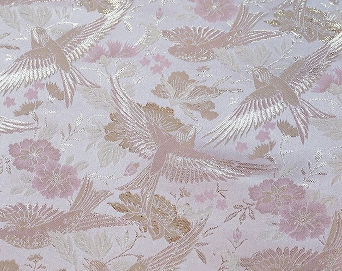 55"W bird pattern Jacquard Fabric, Decor, Table cloth, bed runner, Cheongsam, Upholstery, Costume, bag, Sewing, Curtain/Fabric by 1 meter