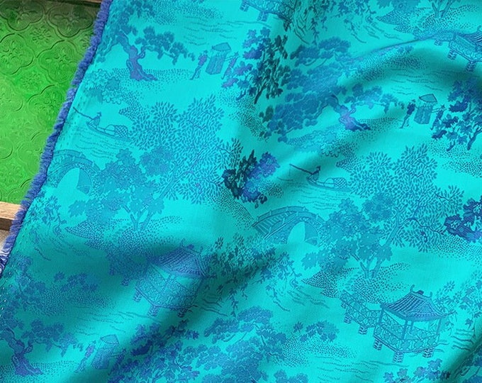 59"W Dream of Red Mansions Grand View Garden satin jacquard fabric  - 3 colors , By The Meter, Upholstery, Quilting and Sewing, DIY/ fabric,