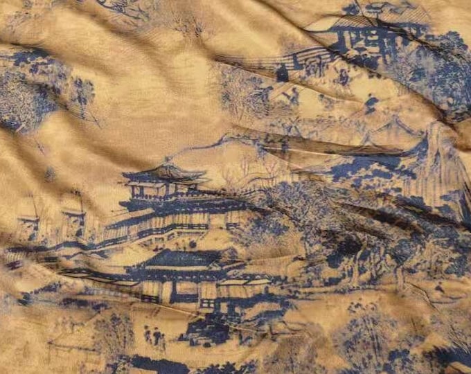 58"W 2 colors Ancient Chinese Famous paintings satin fabric, River on the Qingming Festival pattern, Gambiered Sewing fabric,Qipao Cheongsam
